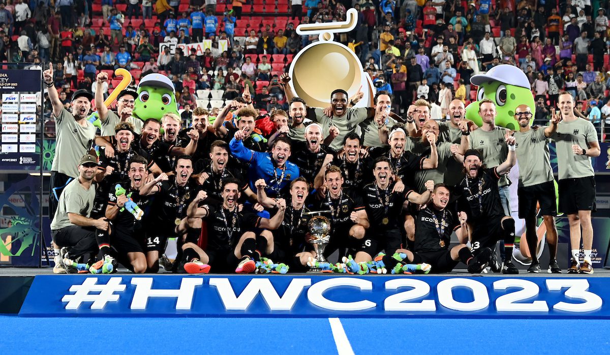 BHUBANESWAR, INDIA- JANUARY 27
FIH Odisha Hockey Men's World Cup 2023
44 Germany v Belgium (Final)
Closing Ceremony
Germany wins the World Cup
(Photo by WorldSportPics/Frank Uijlenbroek)
